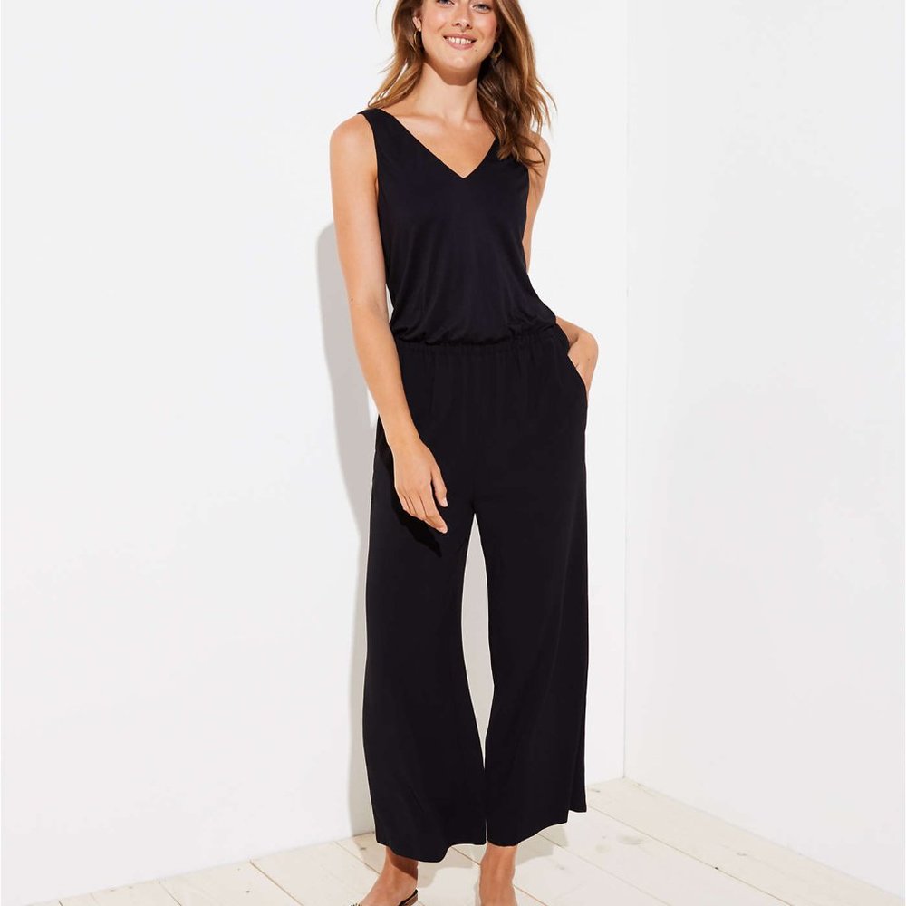 Black V Neck Loft Jumpsuit